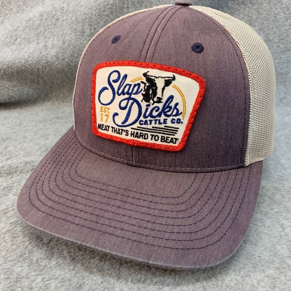 Slap Dicks Cattle Co Mens Grey Richardson Trucker Hat Snapback Patch M/L